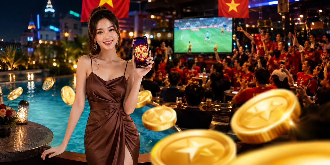 Người dùng Hà Nội xem trò chơi quay thưởng trong quán cà phê buổi tối
