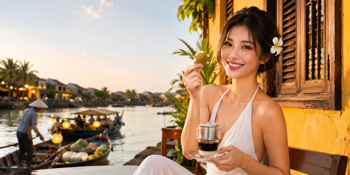 Người dùng Hội An xem bóng rổ và đọc điều kiện giải thưởng trong quán cà phê